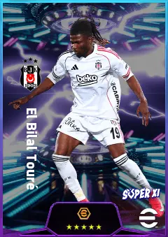 El Bilal Touré eFootball 2026 player card, 80 OVR LWF