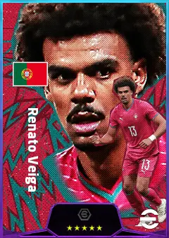 Renato Veiga eFootball 2026 player card, 80 OVR CB
