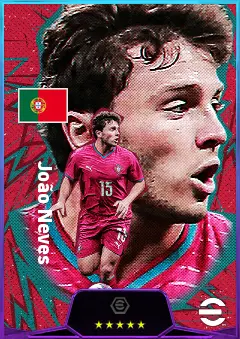 João Neves eFootball 2026 player card, 83 OVR CMF