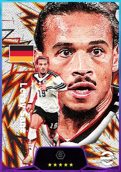 Leroy Sané eFootball 2026 player card, 82 OVR RWF