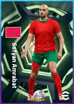 Sofyan Amrabat eFootball 2026 player card, 80 OVR DMF