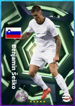 Benjamin Šeško eFootball 2026 player card, 82 OVR CF