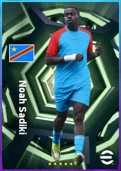 Noah Sadiki eFootball 2026 player card, 80 OVR CMF