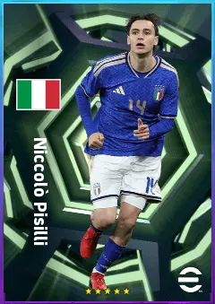 Niccolò Pisilli eFootball 2026 player card, 77 OVR CMF