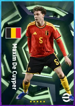 Maxim De Cuyper eFootball 2026 player card, 80 OVR LB