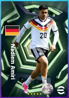 Nadiem Amiri eFootball 2026 player card, 80 OVR CMF