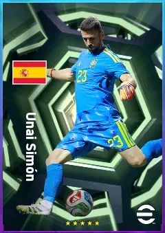 Unai Simón eFootball 2026 player card, 82 OVR GK