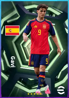 Gavi eFootball 2026 player card, 82 OVR CMF