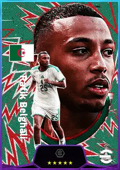 Rafik Belghali eFootball 2026 player card, 80 OVR RB