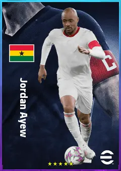 Jordan Ayew eFootball 2026 player card, 78 OVR RWF