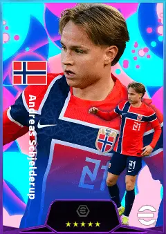 Andreas Schjelderup eFootball 2026 player card, 81 OVR LWF