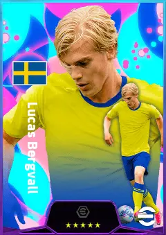Lucas Bergvall eFootball 2026 player card, 82 OVR CMF