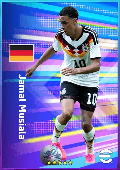 Jamal Musiala eFootball 2026 player card, 82 OVR AMF