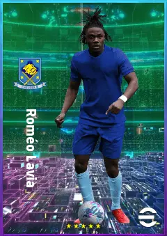 Roméo Lavia eFootball 2026 player card, 82 OVR DMF