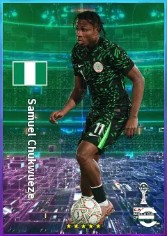 Samuel Chukwueze eFootball 2026 player card, 80 OVR RWF