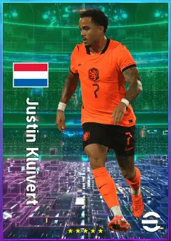 Justin Kluivert eFootball 2026 player card, 81 OVR AMF