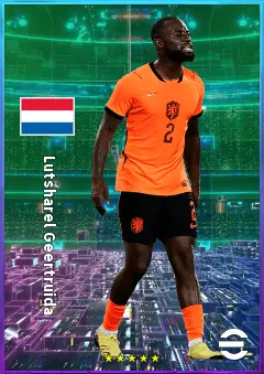 Lutsharel Geertruida eFootball 2026 player card, 81 OVR RB