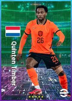 Quinten Timber eFootball 2026 player card, 80 OVR CMF