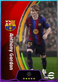 Anthony Gordon eFootball 2026 player card, 82 OVR LWF