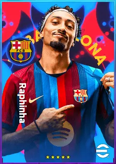 Raphinha eFootball 2026 player card, 95 OVR LWF