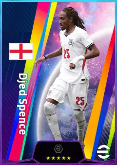 Djed Spence eFootball 2026 player card, 82 OVR LB