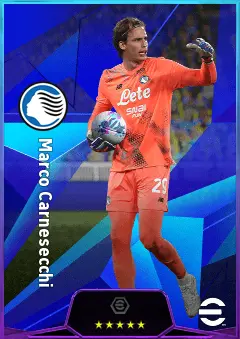 Marco Carnesecchi eFootball 2026 player card, 82 OVR GK