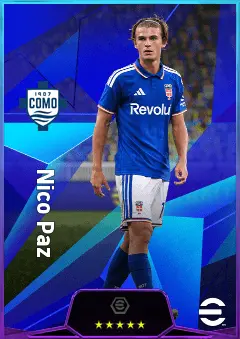 Nico Paz eFootball 2026 player card, 83 OVR AMF