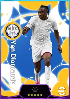 Yan Diomande eFootball 2026 player card, 83 OVR RWF
