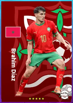 Brahim Díaz eFootball 2026 player card, 80 OVR RWF