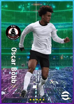 Oscar Bobb eFootball 2026 player card, 80 OVR RWF