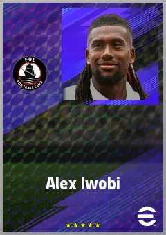 Alex Iwobi eFootball 2026 player card, 77 OVR LWF