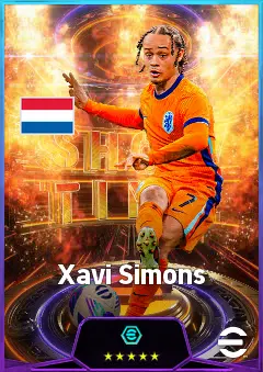 Xavi Simons eFootball 2026 player card, 83 OVR AMF