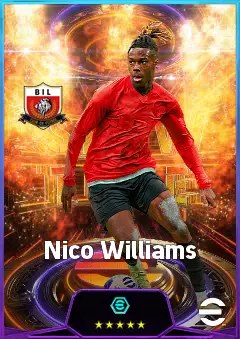 Nico Williams eFootball 2026 player card, 84 OVR LWF