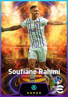 Soufiane Rahimi eFootball 2026 player card, 77 OVR CF