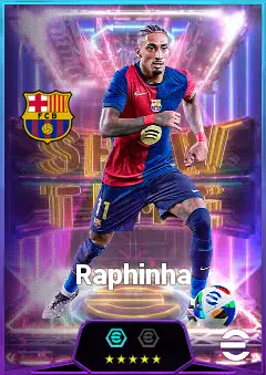 Raphinha eFootball 2026 player card, 83 OVR LMF
