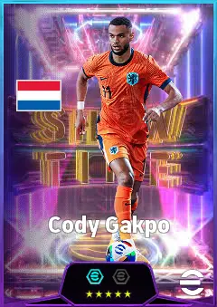 Cody Gakpo eFootball 2026 player card, 82 OVR LWF