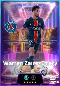 Warren Zaïre-Emery eFootball 2026 player card, 83 OVR CMF