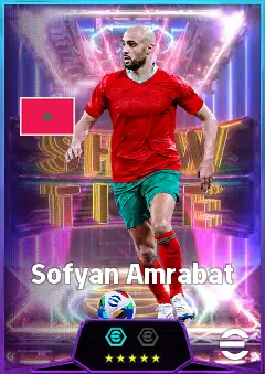 Sofyan Amrabat eFootball 2026 player card, 80 OVR DMF