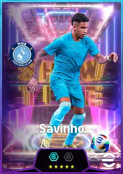 Savinho eFootball 2026 player card, 83 OVR LWF
