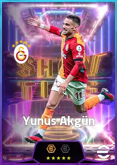 Yunus Akgün eFootball 2026 player card, 81 OVR RWF