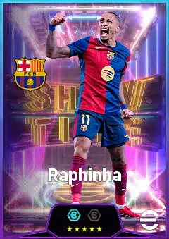 Raphinha eFootball 2026 player card, 84 OVR LMF