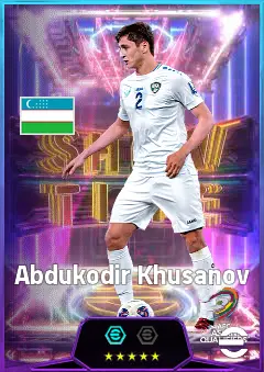 Abdukodir Khusanov eFootball 2026 player card, 82 OVR CB