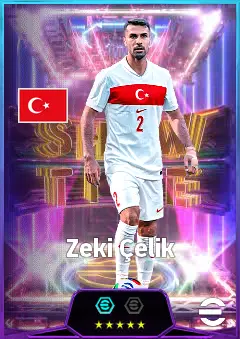 Zeki Çelik eFootball 2026 player card, 83 OVR RB