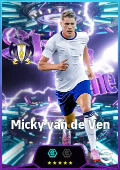 Micky van de Ven eFootball 2026 player card, 85 OVR CB