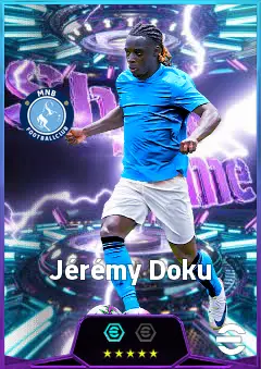 Jérémy Doku eFootball 2026 player card, 85 OVR LWF