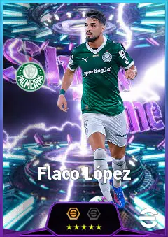 Flaco López eFootball 2026 player card, 81 OVR CF