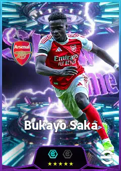 Bukayo Saka eFootball 2026 player card, 86 OVR RWF