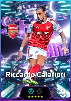 Riccardo Calafiori eFootball 2026 player card, 85 OVR LB
