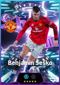 Benjamin Šeško eFootball 2026 player card, 85 OVR CF