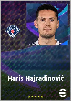 Haris Hajradinović eFootball 2026 player card, 73 OVR AMF